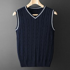 Men's Knitted Vest Sleeveless Sweater Pullover Knitwear Gilet Formal Casual Tops