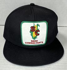 Vtg Seed Consultants Patch Navy Blue Foam Trucker Snapback Hat K-Products 80s