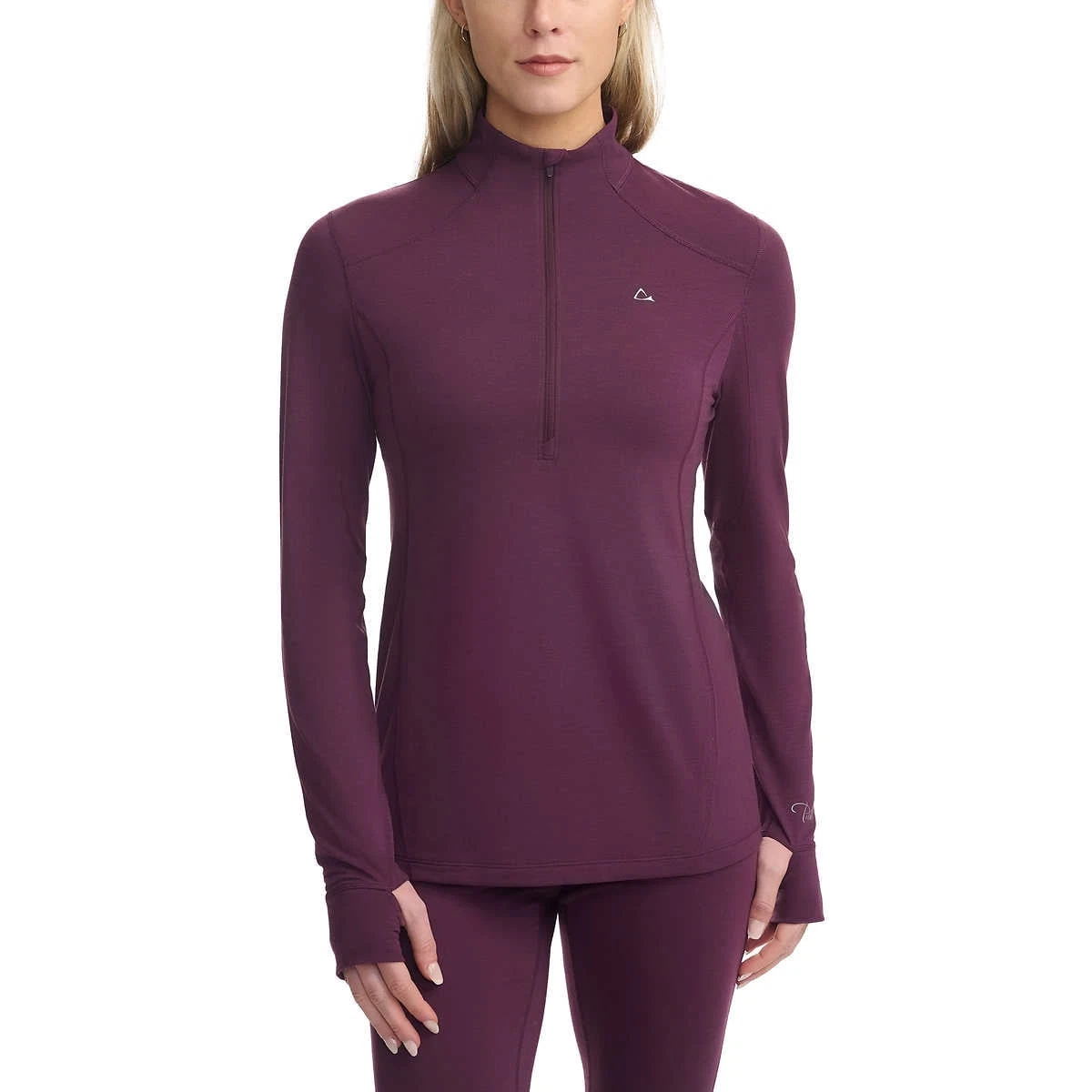 Paradox Ladies 1/4 Zip Merino Wool Blend Base Layer Top, Purple Large