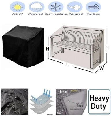 HOMEHUB S/M/L Waterproof Outdoor Garden Furniture Bench Cover Barbeque BBQ Black Cover