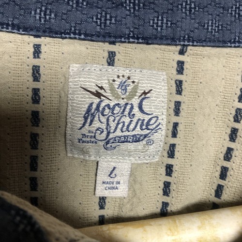 Moon Shine Shirt Mens L Tan Pattern Long Sleeve Pearl Snap Western - Picture 3 of 3