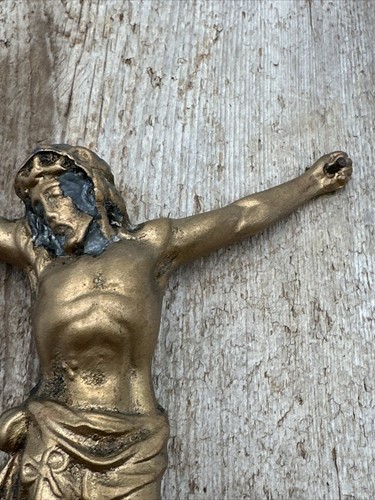 1960's Cast Metal Jesus Crucifix On Driftwood Plank 22" x 7" Wall Hanging VGC - Picture 9 of 24