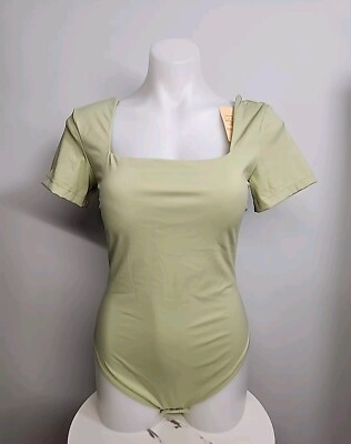 Popilush Sz Large The Shapewear Women Bodysuit Square Neck  Pistachio (Green).