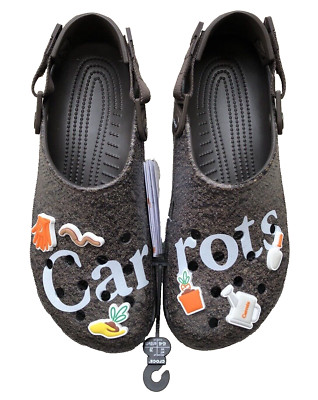 Crocs Carrots Classic Soil Espresso White Jibbitz Clog 207699-206 Men Sz 11  NEW