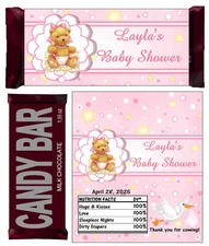 TEDDY BEAR BABY SHOWER PARTY FAVORS CHOCOLATE BAR CANDY BAR WRAPPERS