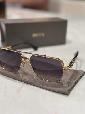 Dita Kudru DTS436-A-01 Sunglasses Yellow Gold Antique Silver Gray Gradient Lens