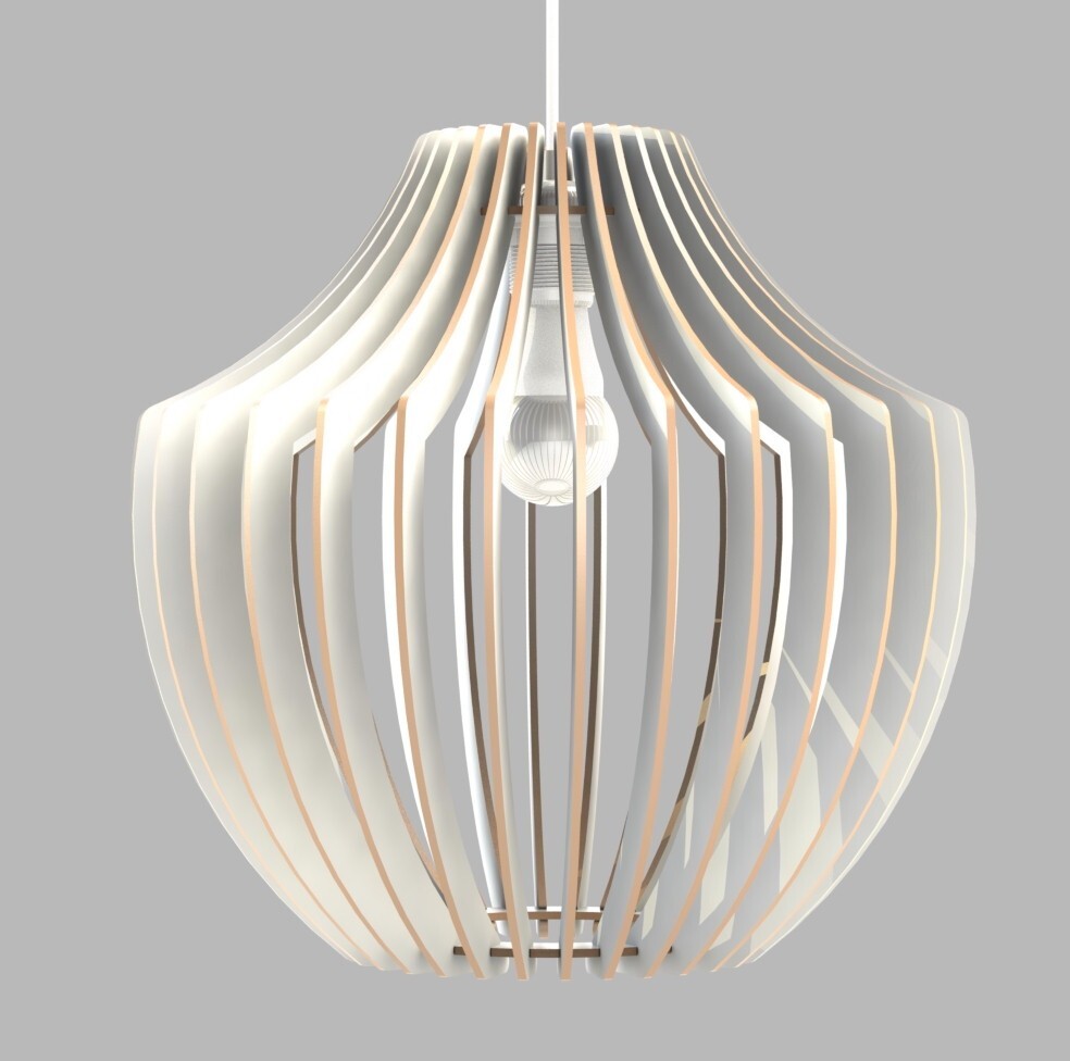 Lampadario design moderno con finitura bianca. Dimensioni H, 39 cm, Ø40 - 1