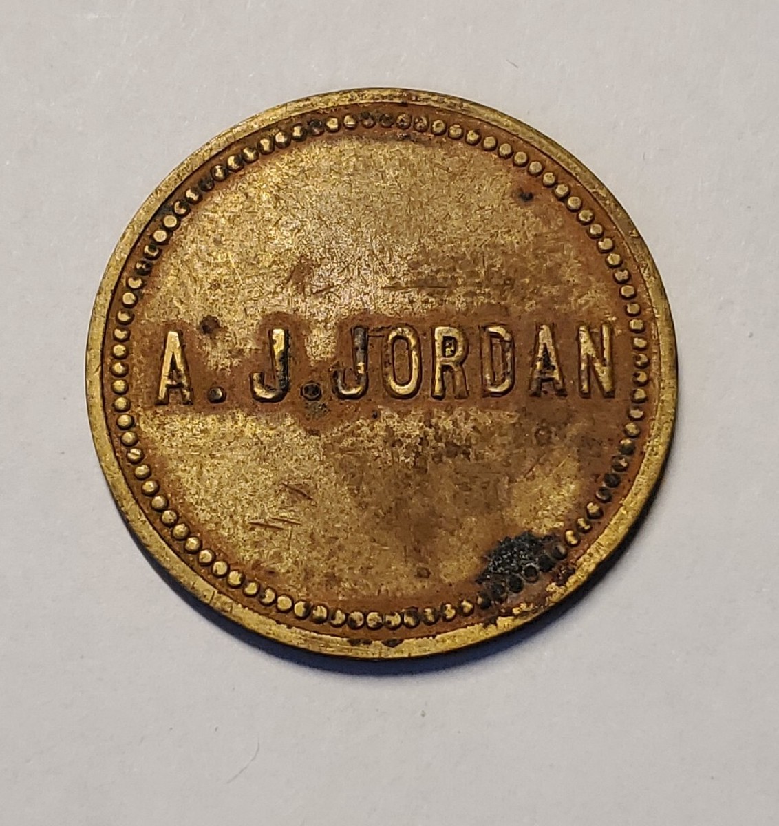 Collinsville, OK Trade Token: A.J. Jordan GF 10¢ In Trade TC-55285