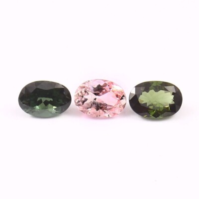 Loose Gemstone Natural Certified Multi Tourmaline Gem Cut Faceted Oval A512