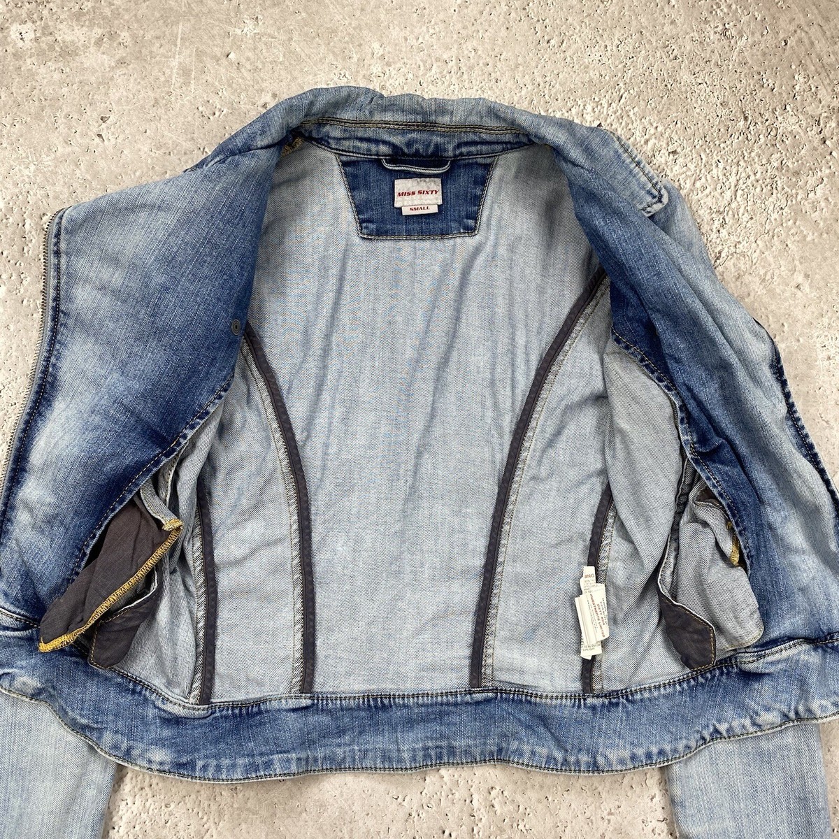 Miss Sixty Vintage Denim Jeans Jacket Oblique zipper Size S | eBay