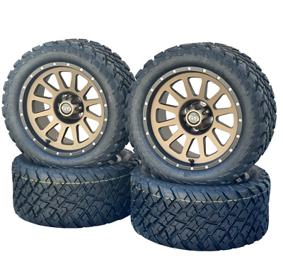 14'' Matte Bronze Golf Cart Wheels/ Tires 23x10-14 Street Tread, EZGO/Club Car