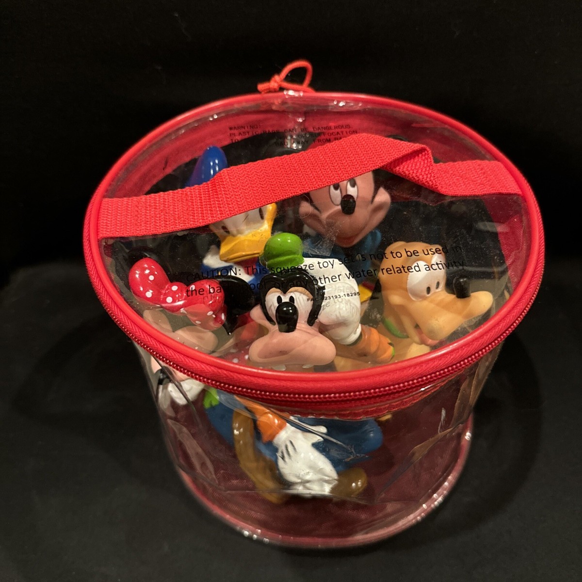 Disney Parks 5 Piece 6” Soft Character Set w/ Clear Zippered Case