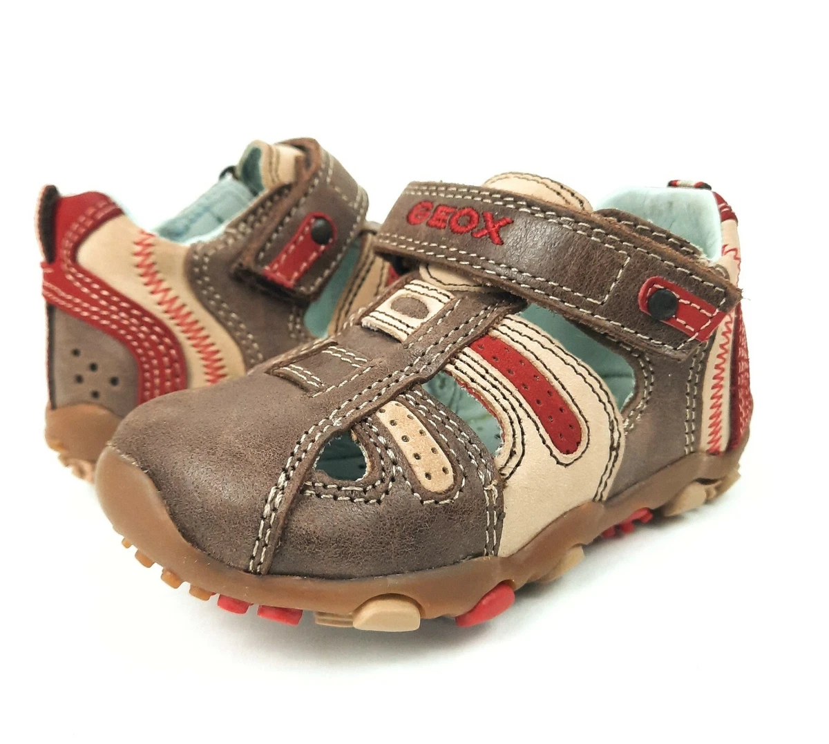 GEOX Baby Shoes Brown Red EUR 4 US 3 UK Leather Boom First Walker NEW eBay