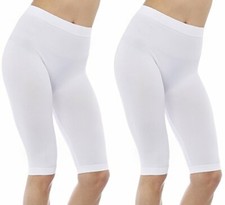 2 Pack Women's Seamless Stretch Yoga Exercise Shorts 19" Length White