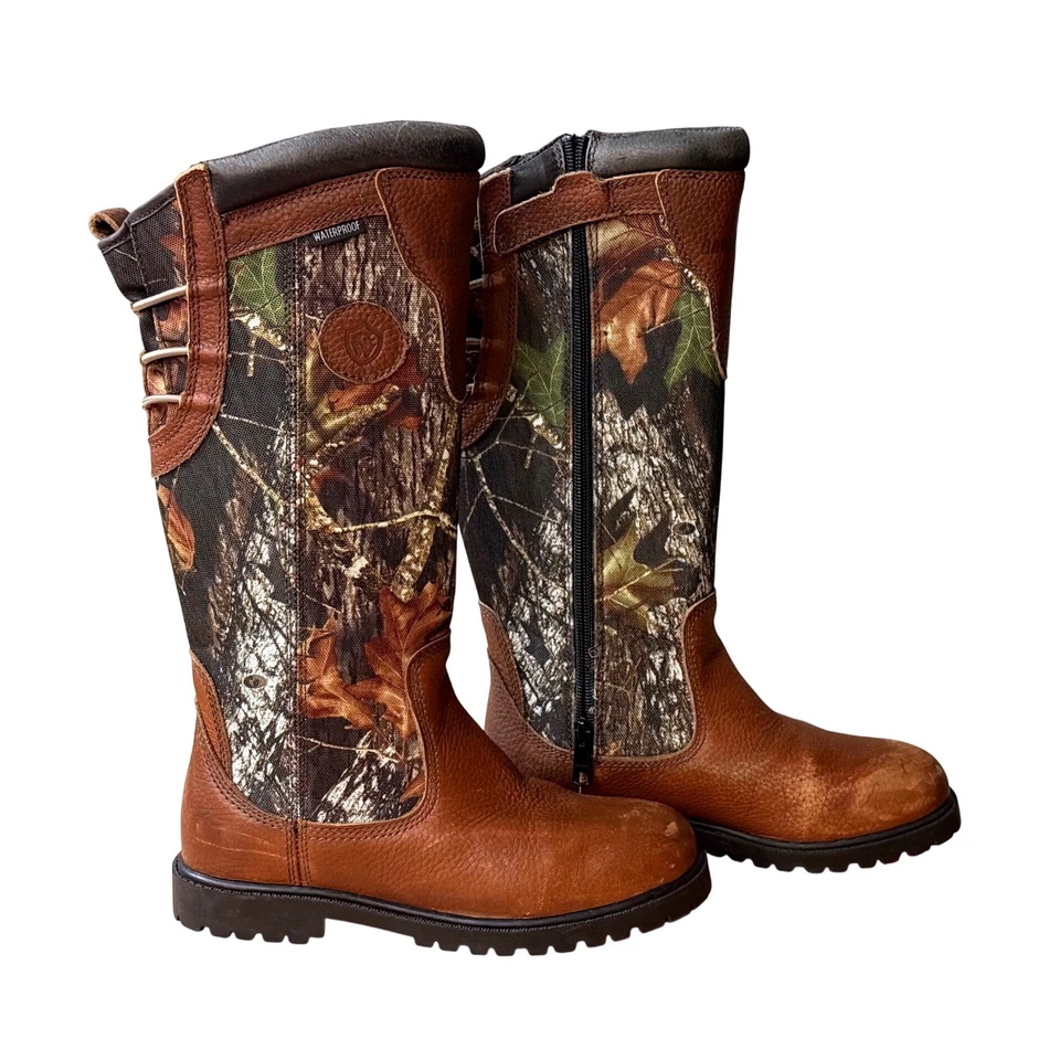 Game Winner Women's snake Hunting Waterproof Boots Camo Leather Side Zip Size 6 - Image 2 of 4