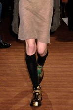 MIU MIU F/W 2006 RUNWAY Dark Navy Ribbed Knit Knee Socks IT2/S NWT