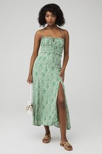 ASTR Amalea Dress Medium Green Floral Sleeveless Summer Casual