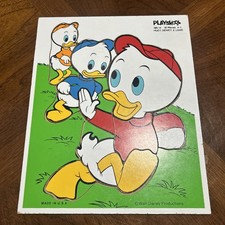 HUEY DEWEY LOUIE DISNEY PLAYSKOOL WOODEN PUZZLE VINTAGE 1970S KIDS TOY RARE