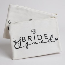 Custom 3 pc Bride Squad and Bride To Be Makeup Bag Set For Bridal Party