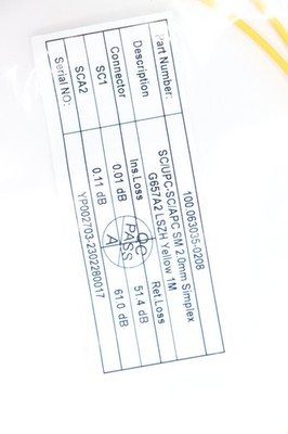 SC/UPC-SC/APC SM Simplex G657A2 LSZH Yellow 1M 2.0mm 100.063035-0208