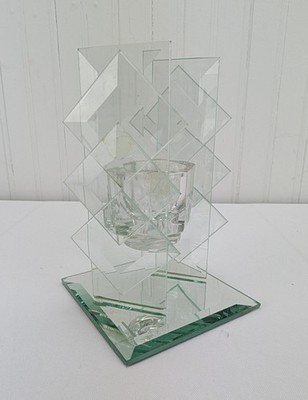 Vintage Mirrored Glass Votive Candle Holder  6.25'' Art Deco Home Decor E Gallery