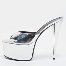Giuseppe Zanotti Khalifa Size 41 Silver Patent Leather Platform Sandals