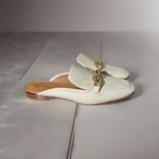 Tory Burch Ivory Mules Gold Accent. Size 8.
