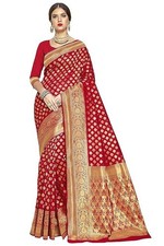 Women's Woven Pure Soft Kanjivaram Silk Saree Banarasi Style With Blouse Piece