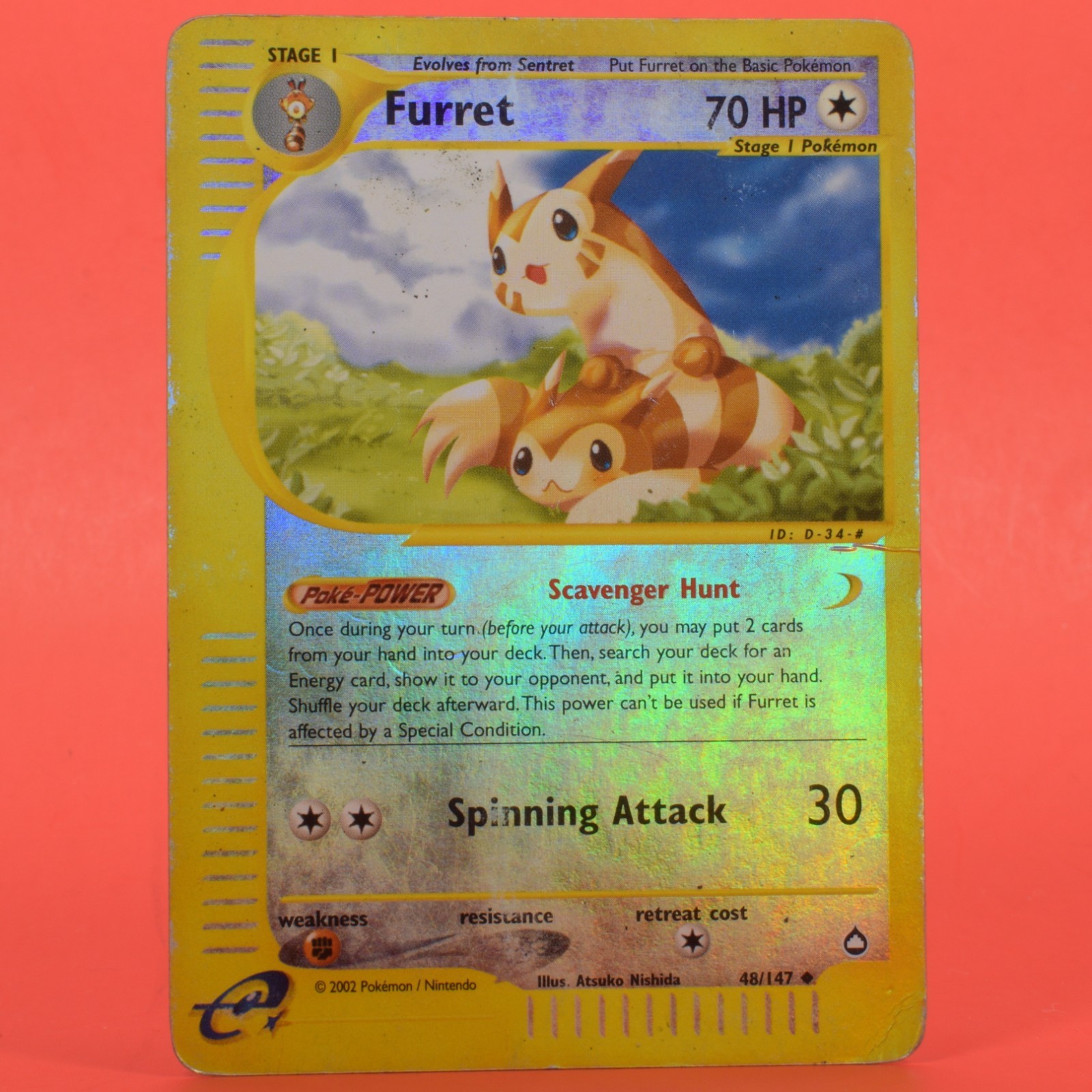 Pokemon TCG English Card Aquapolis Furret 48/147 Reverse Holo DMG