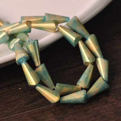 10 Stk Tropfenperlen 15x8mm farbig beschichtet Opalglas Faceted Glass Beads