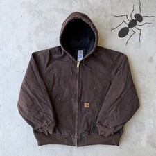 Carhartt J130 DKB brown hooded work wear jacket XL