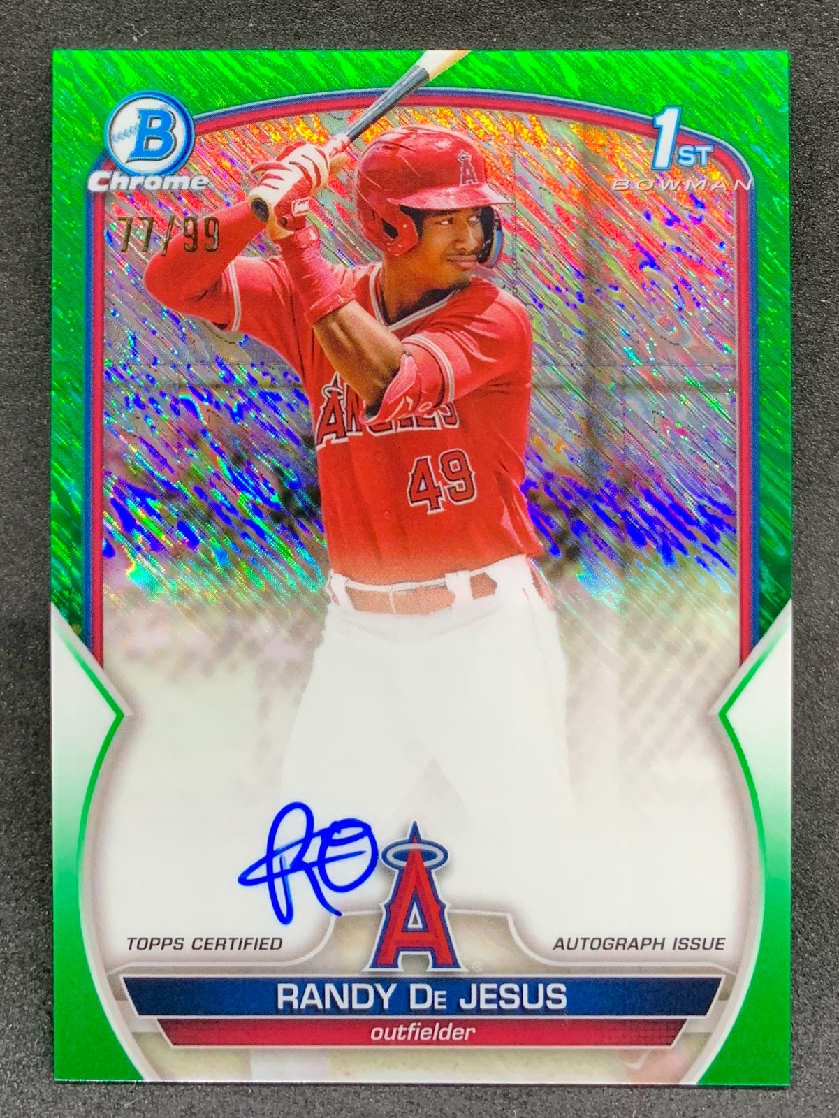 2023 Bowman Chrome RANDY DE JESUS Angels Green Shimmer Refractor 1st Auto SP /99