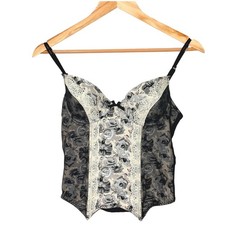 Floral Lace Mesh Bustier Corset Top Size 2 Boned Dark Romantic Fairy Grunge Goth