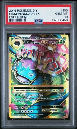 2016 POKEMON XY EVOLUTIONS #100 FULL ART/M VENUSAUR EX PSA 10