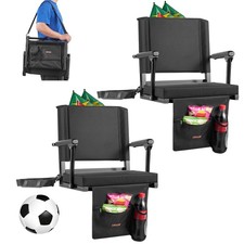 VEVOR Stadium Seat Portable Bleacher Seat with Back Support  Thick Cushion 2PCS