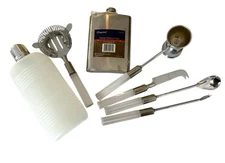 Stainless Steel Flask 7 Pcs Bartender Martini Kit Set Bar Accesories