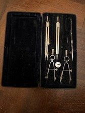 Antique Cased Draughtsman's Set / Technical Architects Drawing Instrument Box