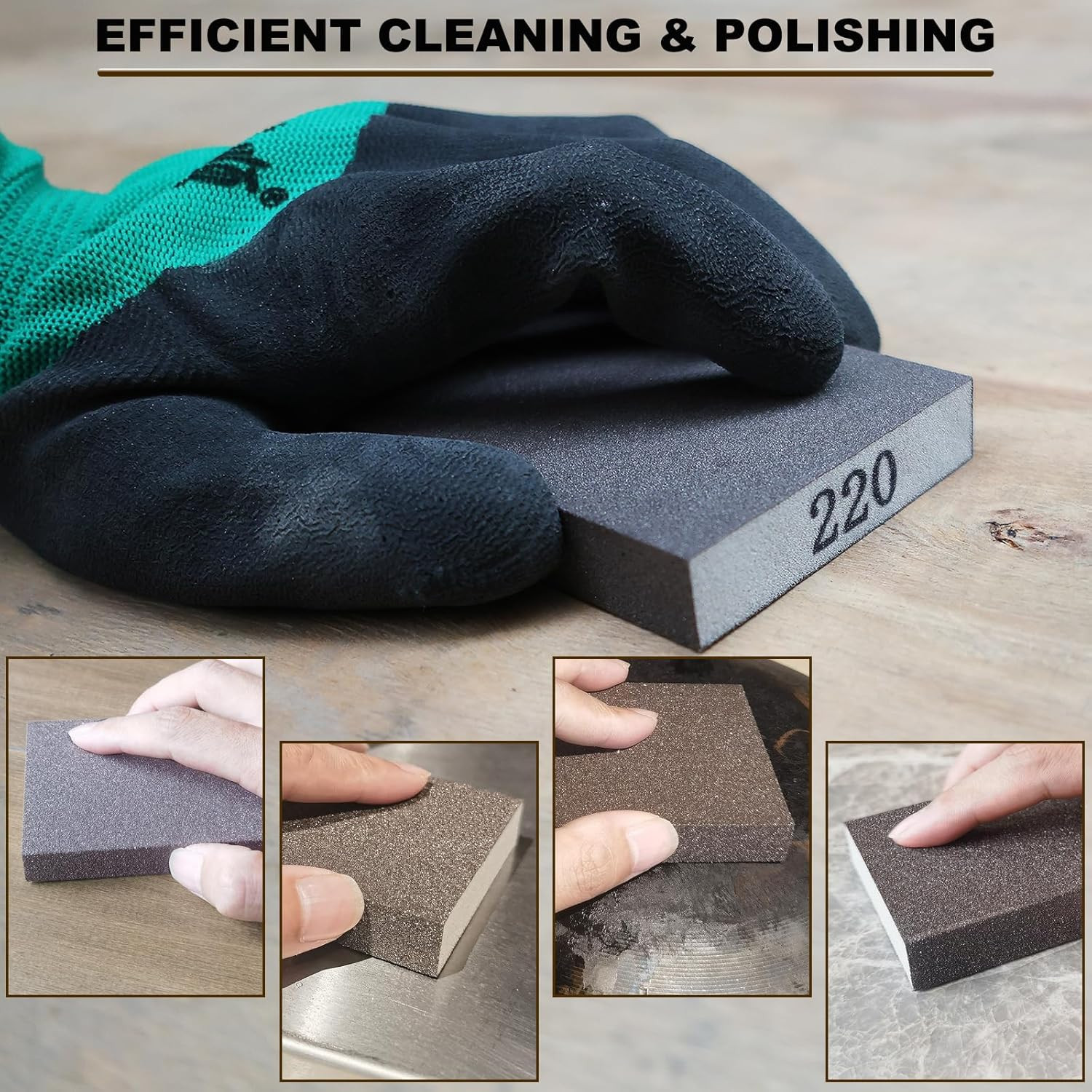 4 Pack Hand Sanding Sponge Set -120 220 320 400 Grit- Coarse Medium Fine Grit Sa