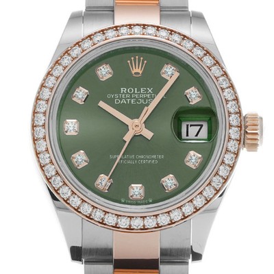 Rolex Lady Datejust 28 279381RBR Olive Green Diamond Women's Watch #W216