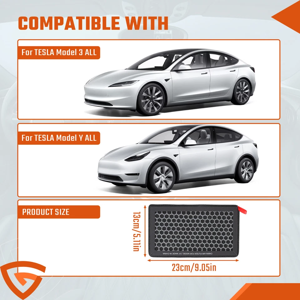 Paquete de 2 filtros de aire de cabina de carbón activado para Tesla modelo 3 Y EE. UU. Foto 2 de 4