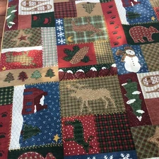 Rustic Lodge Tablecloth "The Moose Is Loose”52x52” Square Christmas Cabin EUC