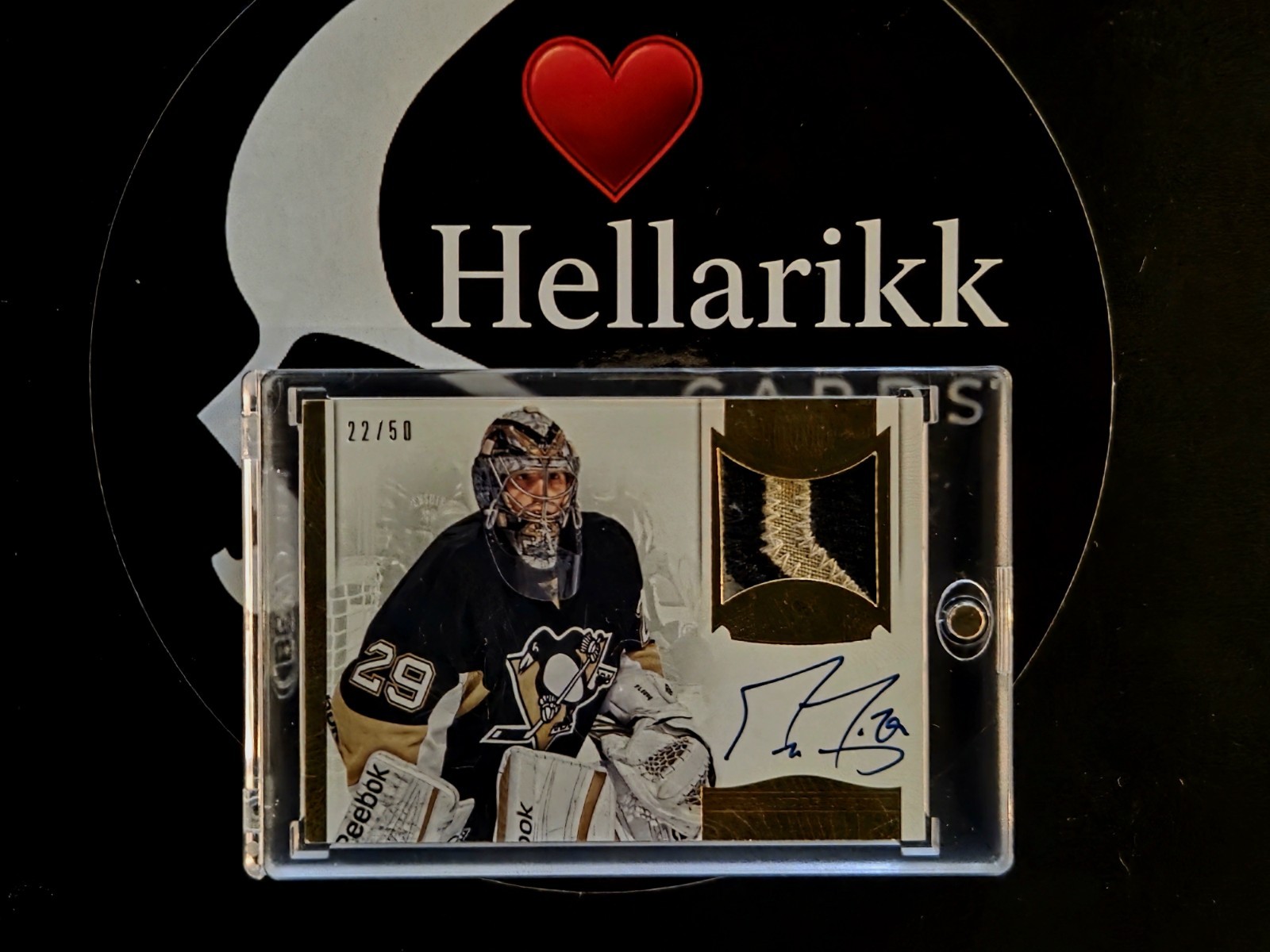 2013-14 Marc-Andre Fleury /50 Panini Dominion Jersey Patch Auto AP- FL Penguins 