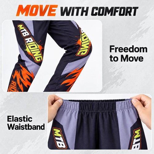 Boys Trousers Training Motocross Motorcycle Pants Lightweight Sports Kids - Picture 7 of 43