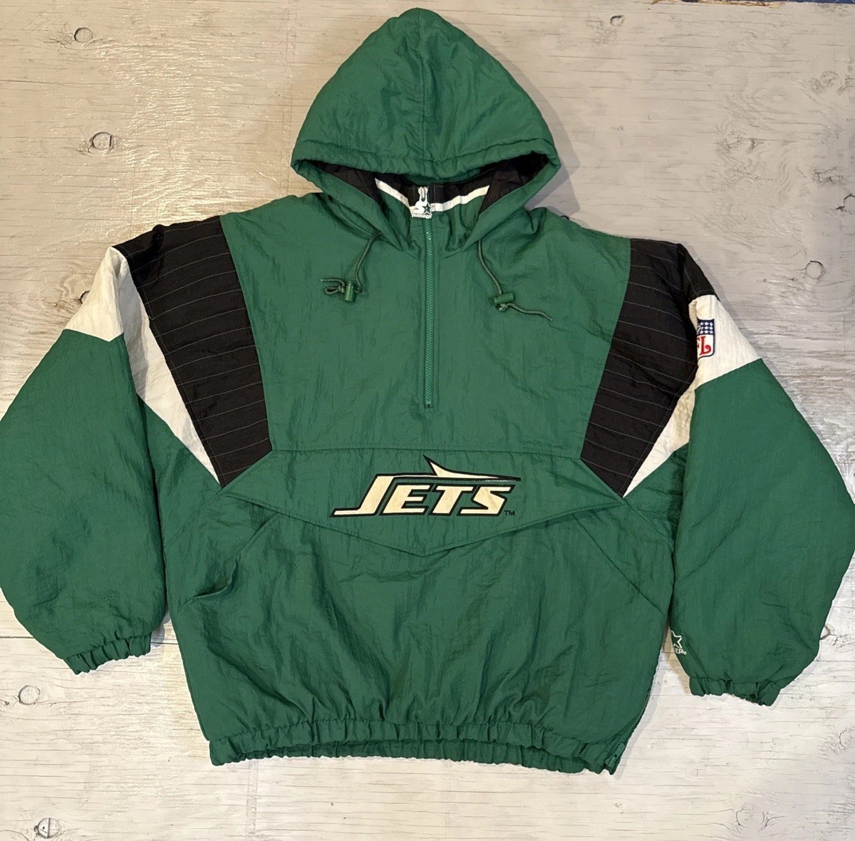 Vintage 90s NFL Starter New York Jets 1/2 Zip Hooded Football