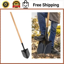 Garden Shovel, 43 in. Wood Handle Digging Tool, Small Spade Lawn Landscaping