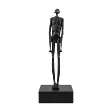 Stehende Menschenfigur aus Gusseisen Modern Skulptur mit Marmorsockel Massiv