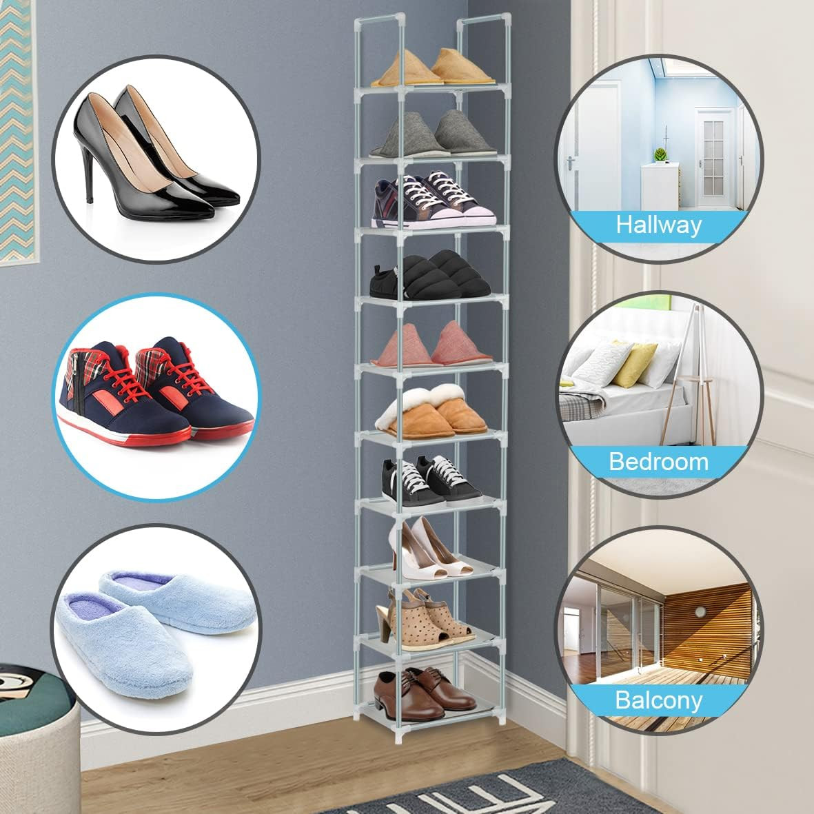 Scarpiera Verticale Slim a 10 Ripiani: Design Moderno per Interni - 4