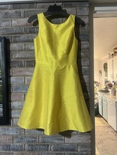 Alfred Sung Canary Yellow Sateen Twill High Low Cocktail Dress Size 4