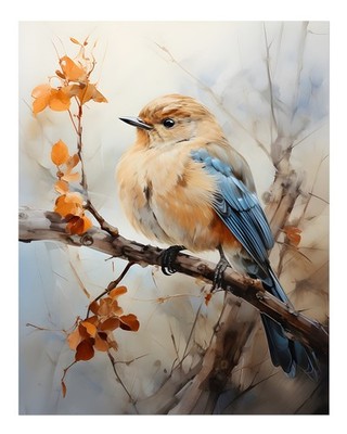 Charming Bird on Branch Wandkunst Natur Heimdekoration Realistische Na