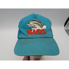 Vintage Bass Fishing Trucker Hat Teal Mesh Snapback Embroidered Fish Cap Mens